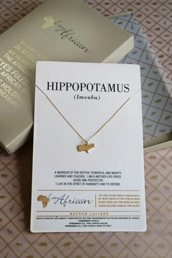 9K Yellow Gold I AM AFRICAN Hippo Neckpiece - Image 3