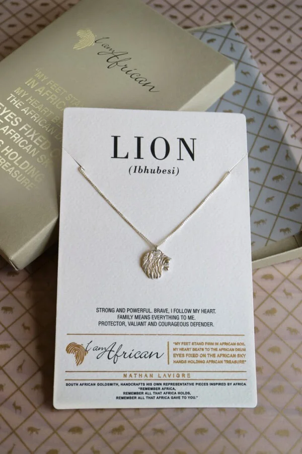 Silver I AM AFRICAN Lion Neckpiece - Image 3