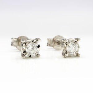 18K White Gold Diamond Illusion Stud Earrings
