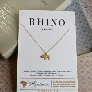 9K Yellow Gold I AM AFRICAN Rhino Neckpiece