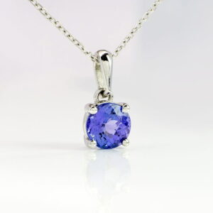 18K White Gold Tanzanite Solitaire Pendant 1.00CT