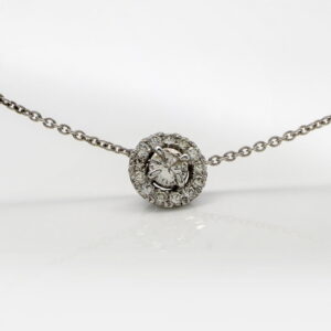 18K White Gold Diamond Halo Pendant 0.25CT