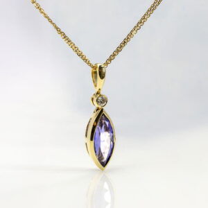 18K Yellow Gold Marquise Tanzanite/Diamond Neckpiece 4.41CT