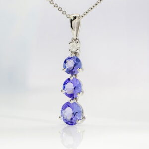 10K White Gold GRAD Tanzanite/Diamond Pendant 1.57CT