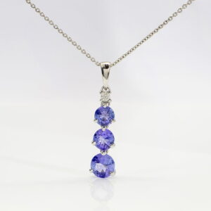 10K White Gold GRAD Tanzanite/Diamond Pendant 1.57CT