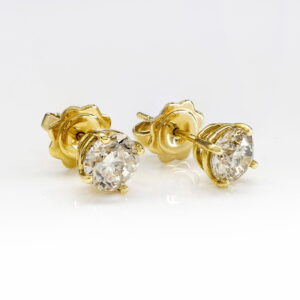 18K Yellow Gold Diamond Solitaire Stud Earrings 1.00CT