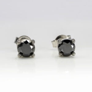 9K White Gold Black Diamond Stud Earrings 1.00 CT