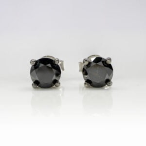 9K White Gold Black Diamond Stud Earrings 1.00 CT