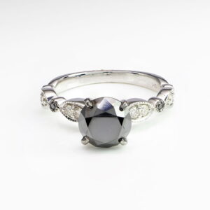 9K White Gold Black/White Diamond Dress Ring