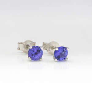 Solitaire Tanzanite Stud Earrings