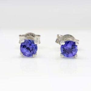 Solitaire Tanzanite Stud Earrings