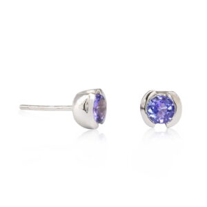 18K WHITE GOLD TANZANITE TOTAL 1.02 CARAT C-COLLECT STUD EARRINGS