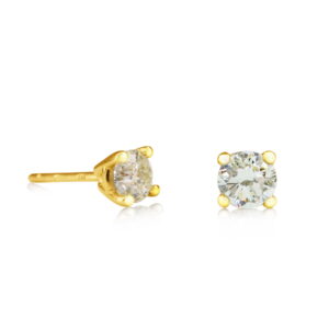 9K Yellow Gold Diamond Claw Stud Earrings 0.40CT