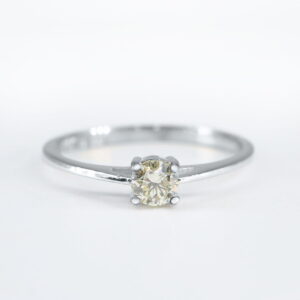 9K White Gold Diamond Total 0.17 Carat 4-Claw Set Solitaire Ring