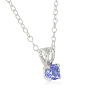 18K White Gold Tanzanite Total 0.18 Carat 4-Claw Set Pendant