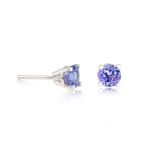 18K White Gold Tanzanite total 0.56 carat 4-Claw Set Stud earrings