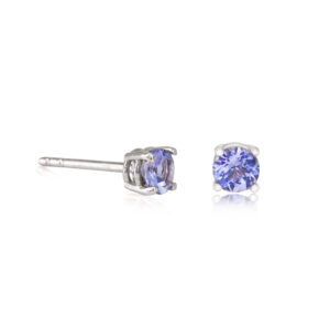 18K White Gold Tanzanite total 0.36 carat 4-Claw Set Stud Earrings