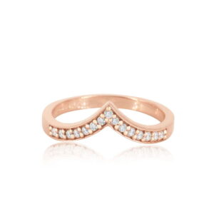 9K Rose Gold Diamond Total 0.1275 Carat Pave Curved Half Eternity Ring