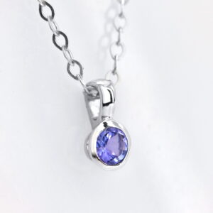 9K White Gold Tanzanite 0.26 Carat Tube Set Pendant