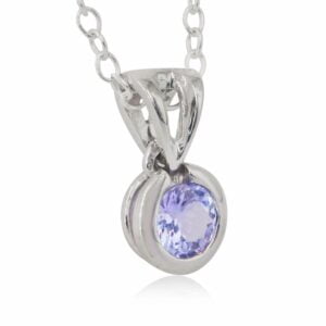 18K White Gold Tanzanite Total 1.86 Carat Tube Set Pendant