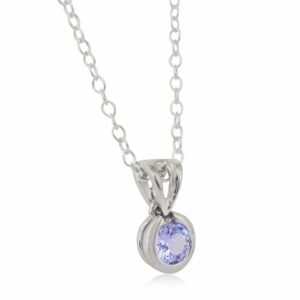 18K White Gold Tanzanite Total 1.86 Carat Tube Set Pendant