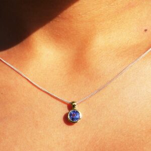 9K Yellow Gold Tanzanite Total 0.36 Carat Tube Set Pendant