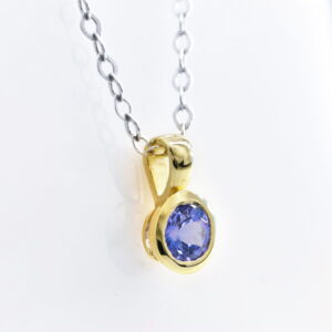 9K Yellow Gold Tanzanite Total 0.36 Carat Tube Set Pendant