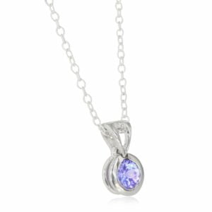18K White Gold Tanzanite Total 0.36 Carat Tube Set Pendant