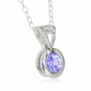 18K White Gold Tanzanite Total 0.36 Carat Tube Set Pendant