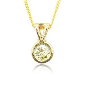9K Yellow Gold Diamond Tube Solitaire Pendant 0.20CT