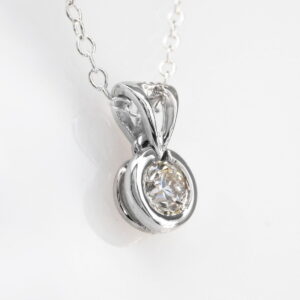 9K White Gold Diamond Tube Solitaire Pendant 0.20CT