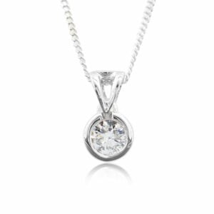 9K White Gold Diamond Tube Solitaire Pendant 0.20CT