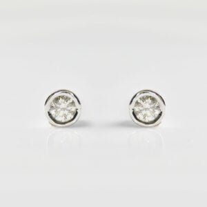 9K White Gold Diamond Tube Stud Earrings 0.24CT