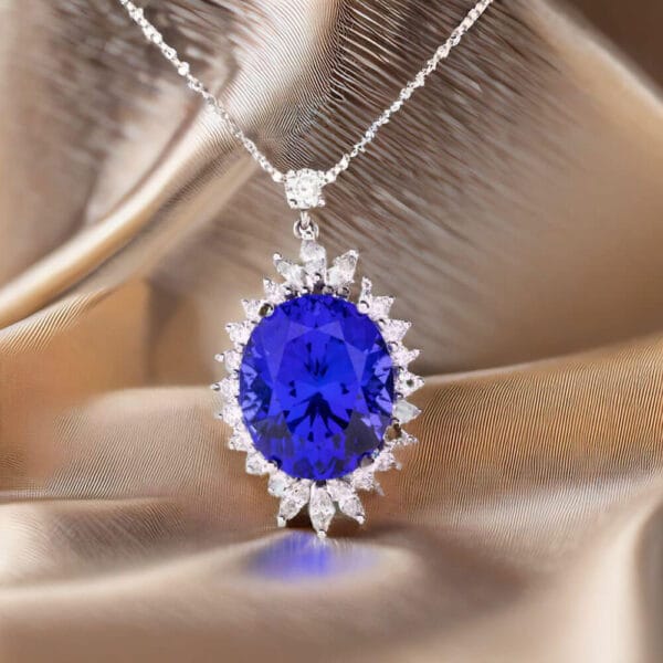 18K White Gold Tanzanite and 26 Diamond Neckpiece - Image 2